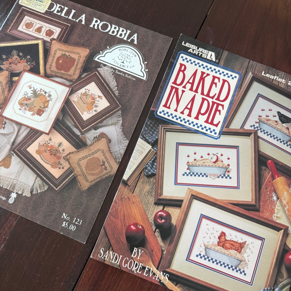 Cross Stitch Pattern Lot‎ of 2 Homespun Elegance Baked In A Pie Leisure Arts